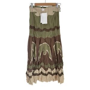 VTG Connection 18 Boho Cotton Skirt S India Earth Tones Appliqué Artisan Look